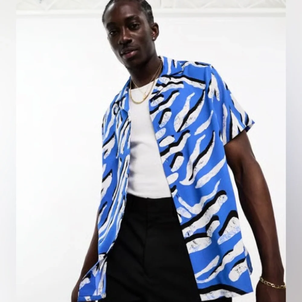 ASOS Design Men’s Relaxed Shirt Zebra Print size S - Picture 3 of 4